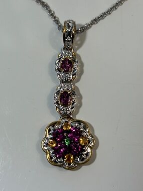 NWOT Gems En Vogue Palladium 18k Accent Genuine Gemstone Necklace